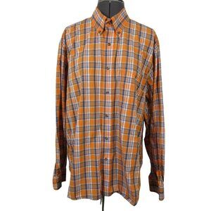 Paul Fredrick men's long staple cotton classic fit plaid button down shirt‎ L